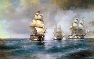 Иван Айвазовский Бриг «Меркурий», атакованный двумя турецкими кораблями, 1892
